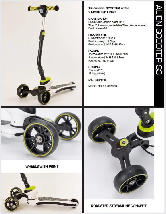 Kids Tri Wheels Scooter Alien Scooter (GS-002DS3)