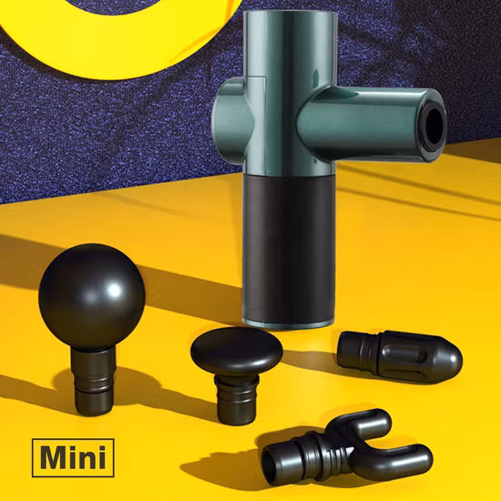 Портативный мини-массажный пистолет для глубоких тканей с USB-зарядкой и 4 головками для домашнего спортзала на открытом воздухе